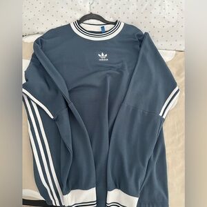 adidas Originals XL Crewneck Slate Blue White Trim Trefoil